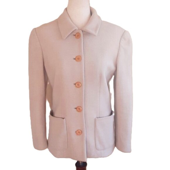 Vintage Casual Corner Wool Cashmere Oatmeal Coat 2P - Picture 3 of 7